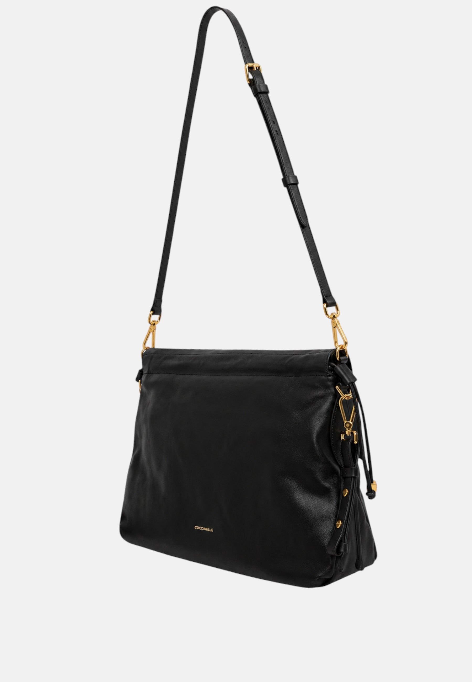 Coccinelle Borsa da donna a tracolla con patta e logo in rilievo. Noir