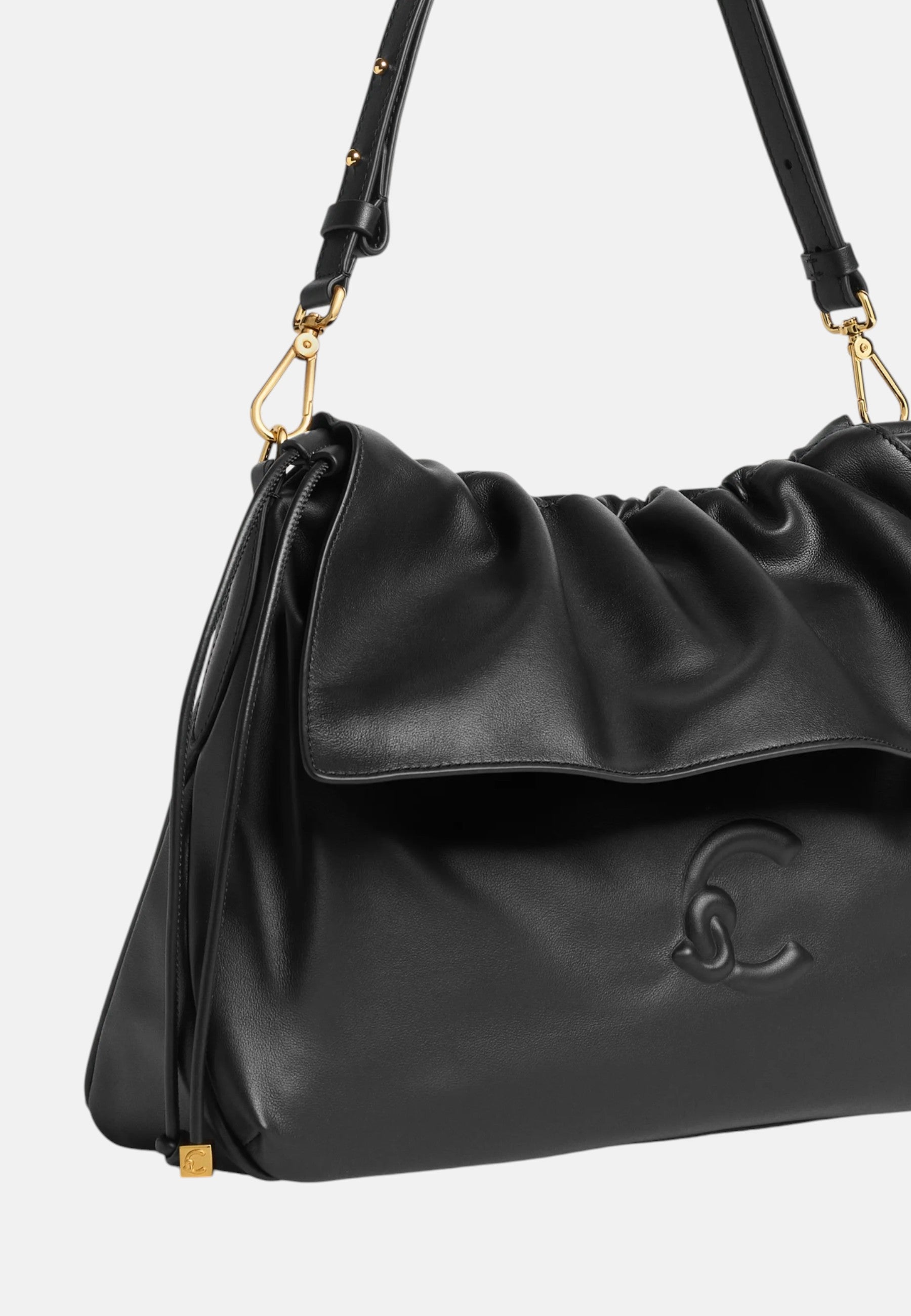 Coccinelle Borsa da donna a tracolla con patta e logo in rilievo. Noir