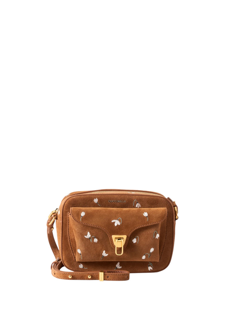 Borsa a tracolla in pelle ruvida cognac Coccinelle Cognac