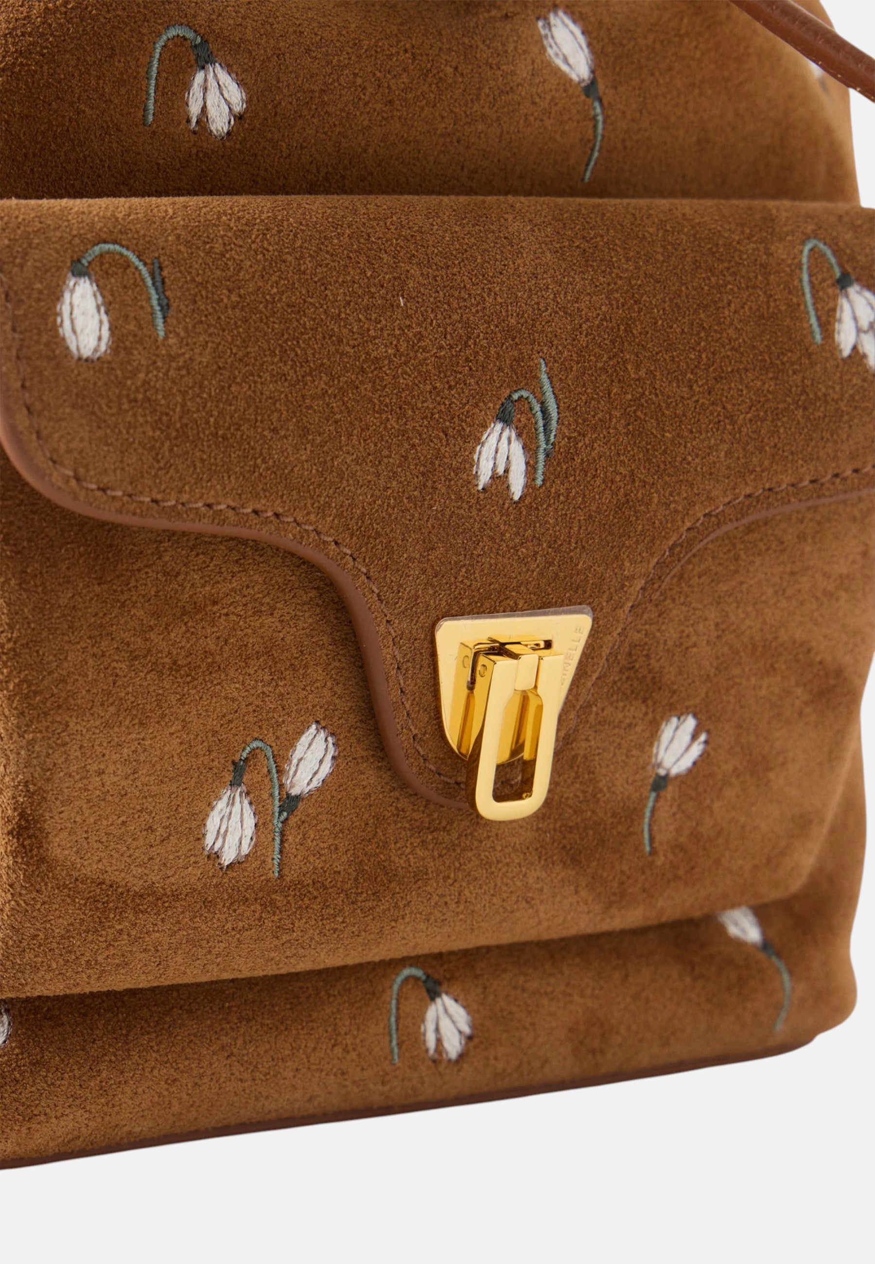 Borsa a secchiello Beat in pelle bovina granulata Coccinelle Cognac