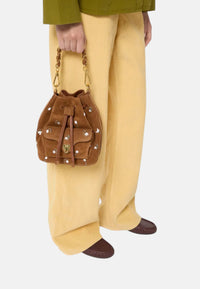 Borsa a secchiello Beat in pelle bovina granulata Coccinelle Cognac
