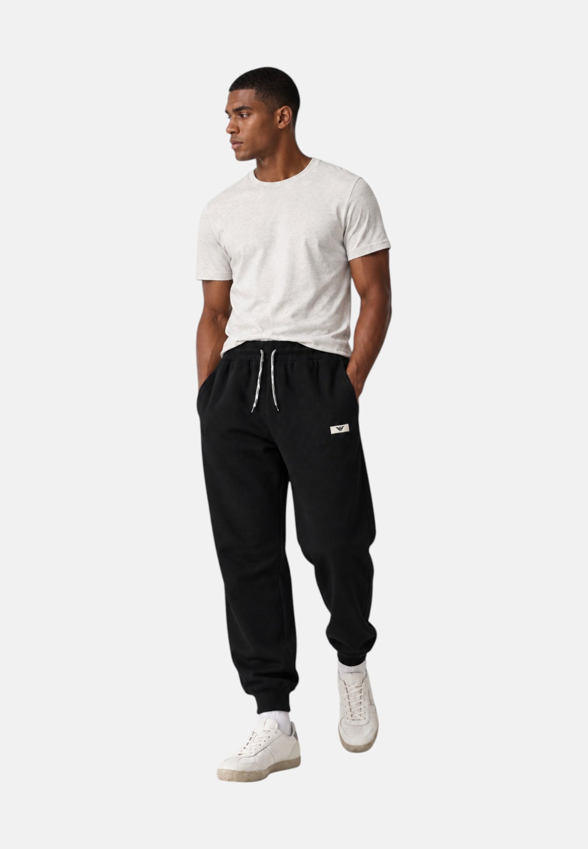 Pantaloni cotone jogger con coulisse in vita Core Identity Emporio Armani Black
