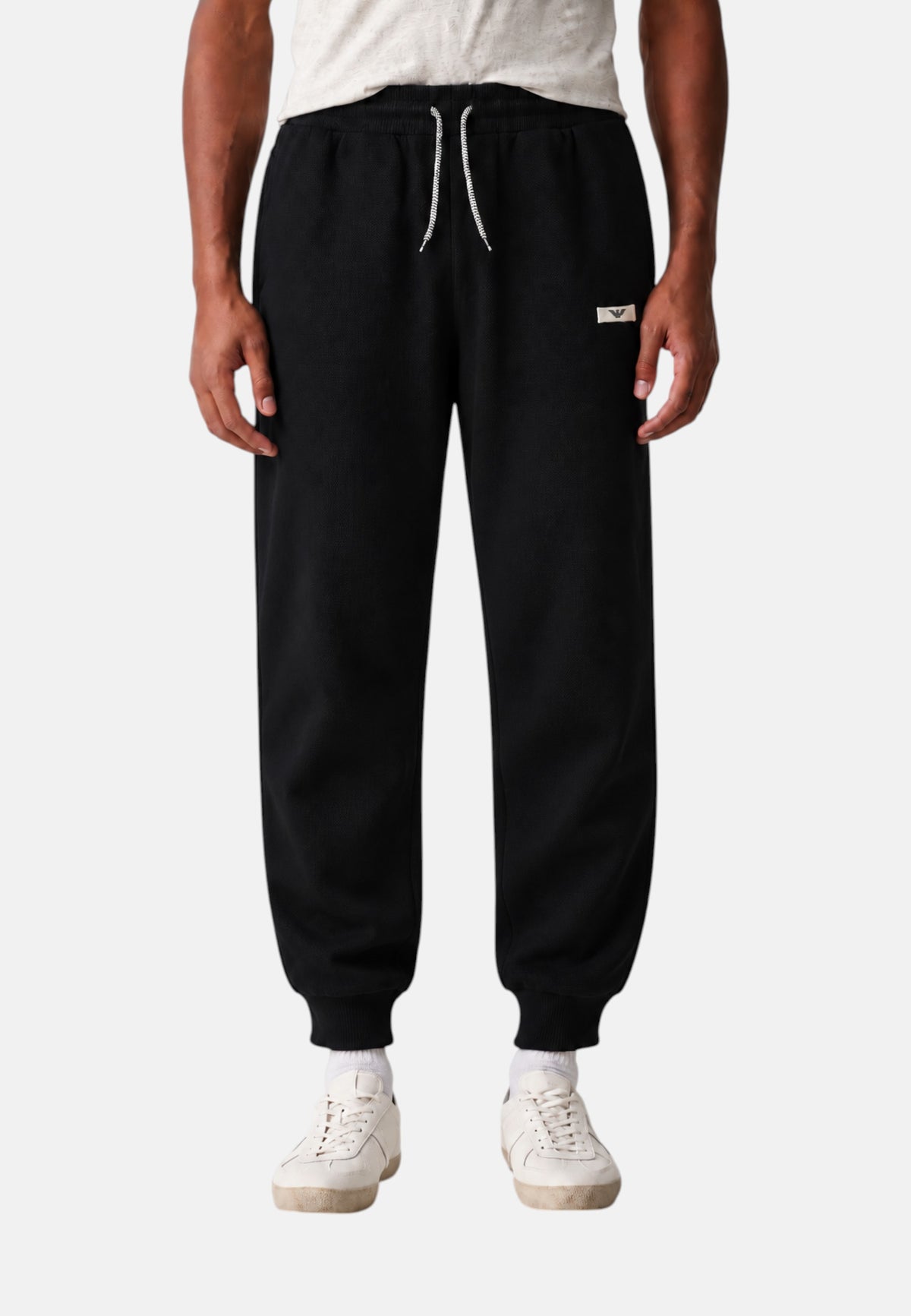 Pantaloni cotone jogger con coulisse in vita Core Identity Emporio Armani Black