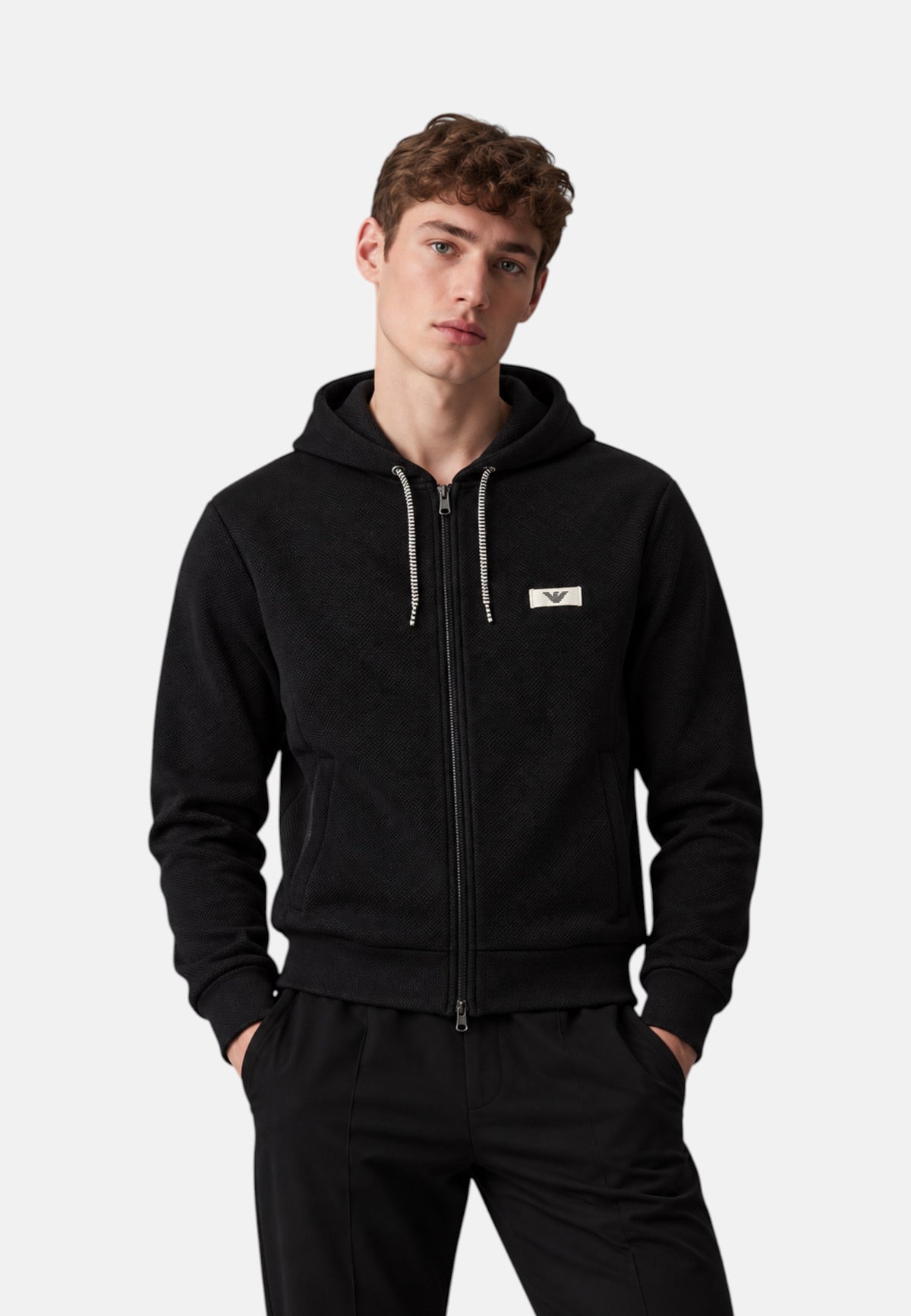 Felpa da uomo in Cotone Emporio Armani Black