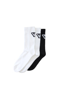 Set di 3 paia di calzini da uomo in jacquard resistenti, lunghezza a metà polpaccio EMPORIO ARMANI Black/white/white