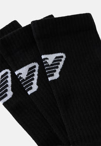 Set di 3 paia di calzini da uomo in jacquard resistenti, lunghezza a metà polpaccio EMPORIO ARMANI Black