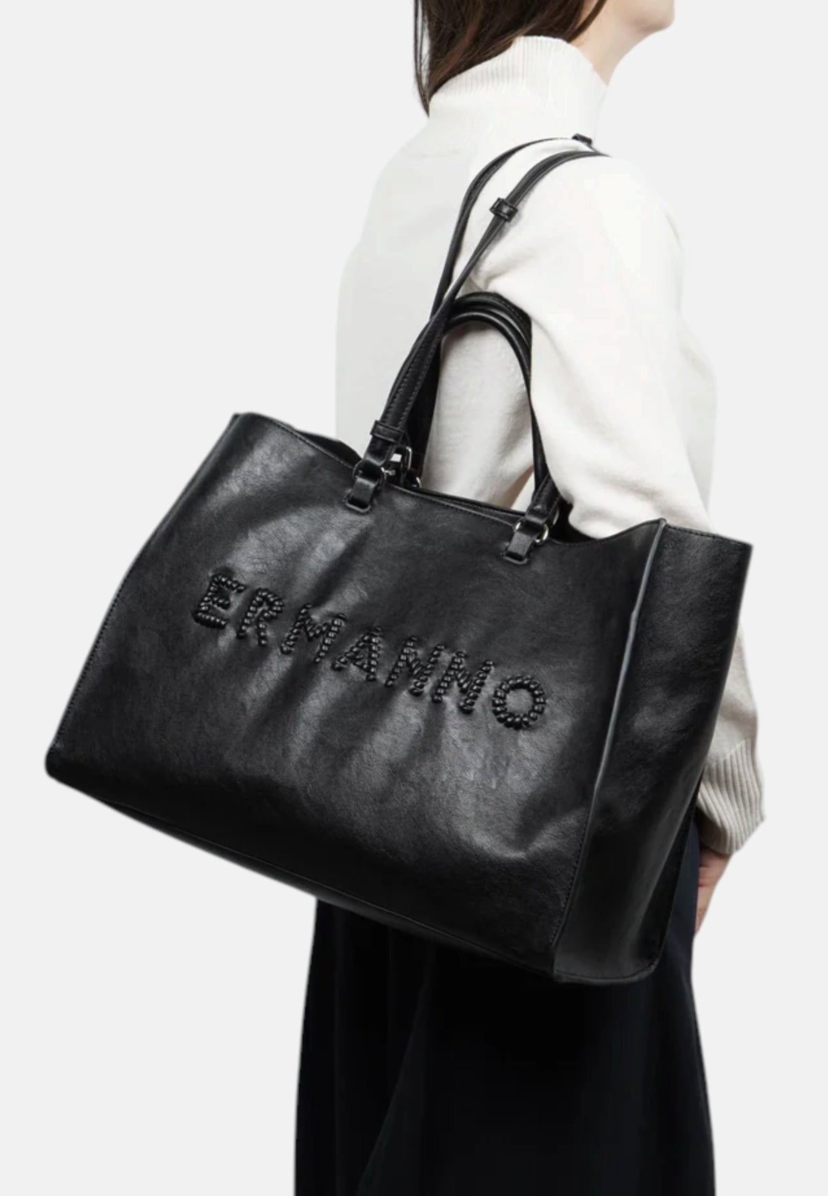 Borsa Shopping In ecopelle Donna Ermanno Firenze. Black