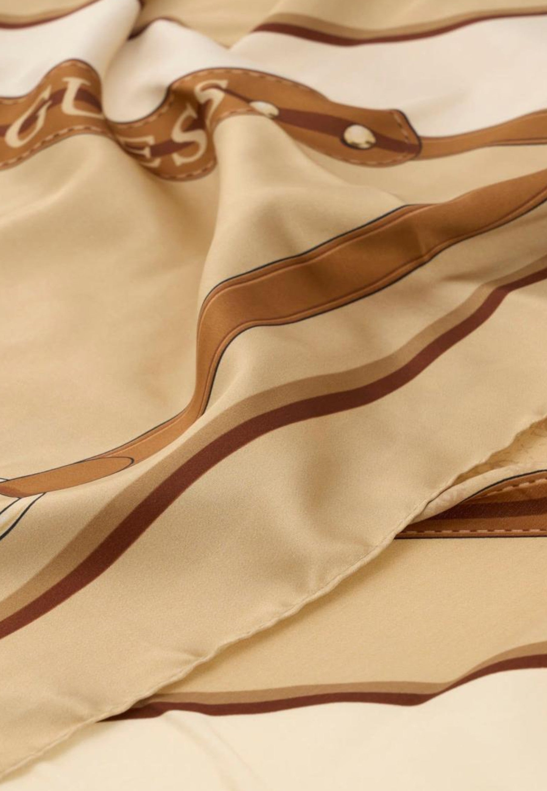 Foulard Guess beige con stampa catene Donna Black Multi