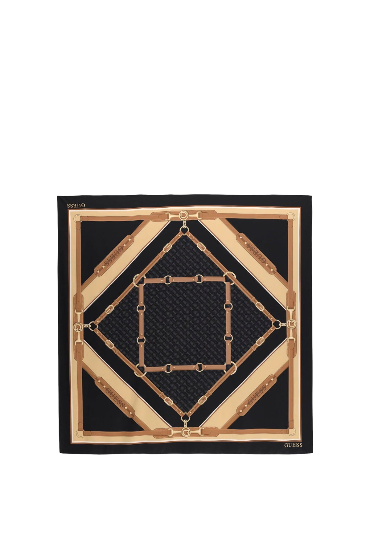 Foulard Guess beige con stampa catene Donna Taupe Multi