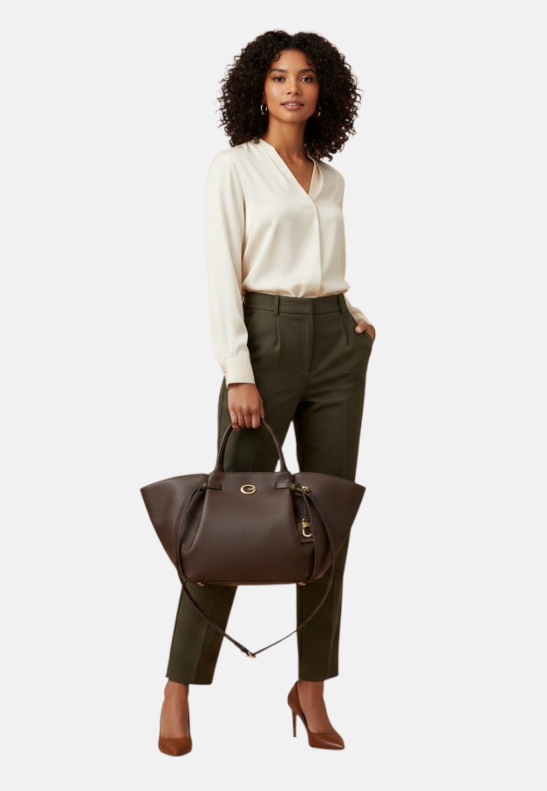 Borsa a mano in pelle sintetica Allegra GUESS Brown