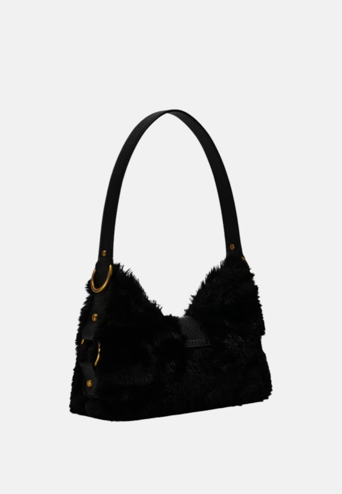 Borsa a spalla Camden Mini in pelliccia sintetica Donna Guess Black