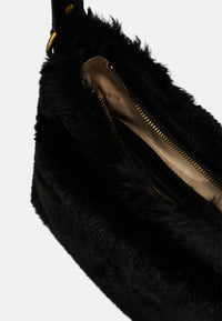 Borsa a spalla Camden Mini in pelliccia sintetica Donna Guess Black