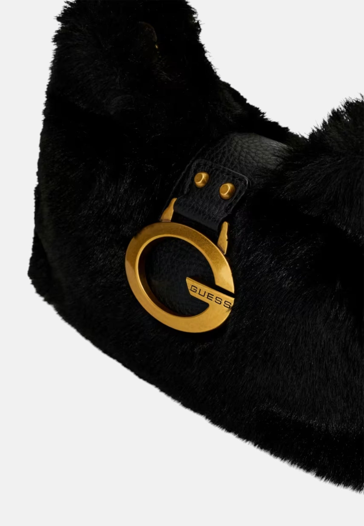 Borsa a spalla Camden Mini in pelliccia sintetica Donna Guess Black