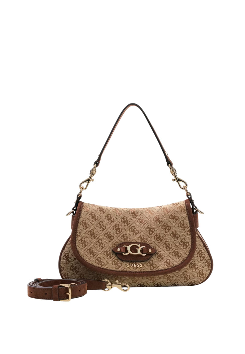 Borsa a spalla con logo Samantha GUESS Latte Logo/brown