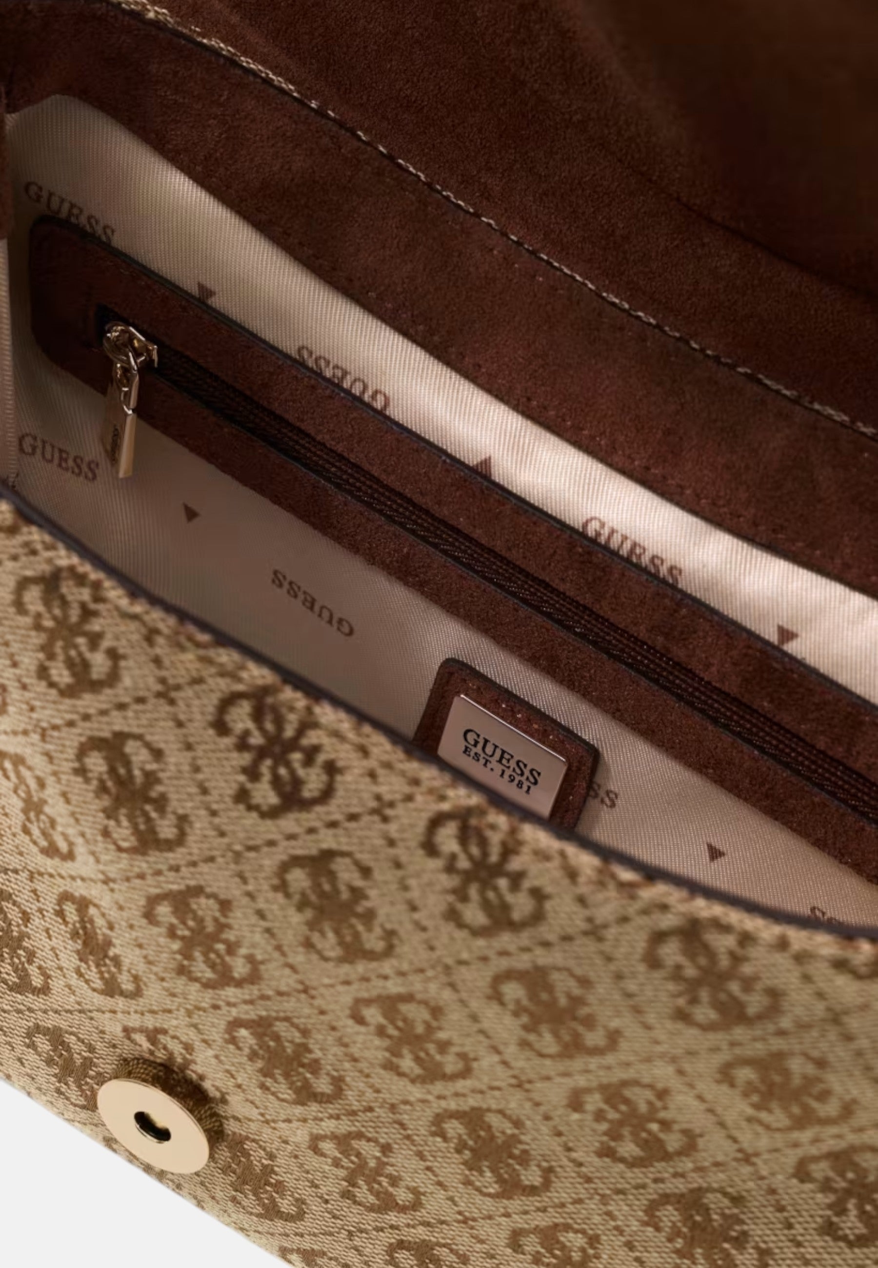 Borsa a spalla con logo Samantha GUESS Latte Logo/brown