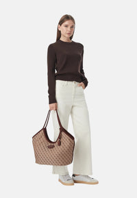 Borsa Tote con Logo Samantha Latte Logo/brown