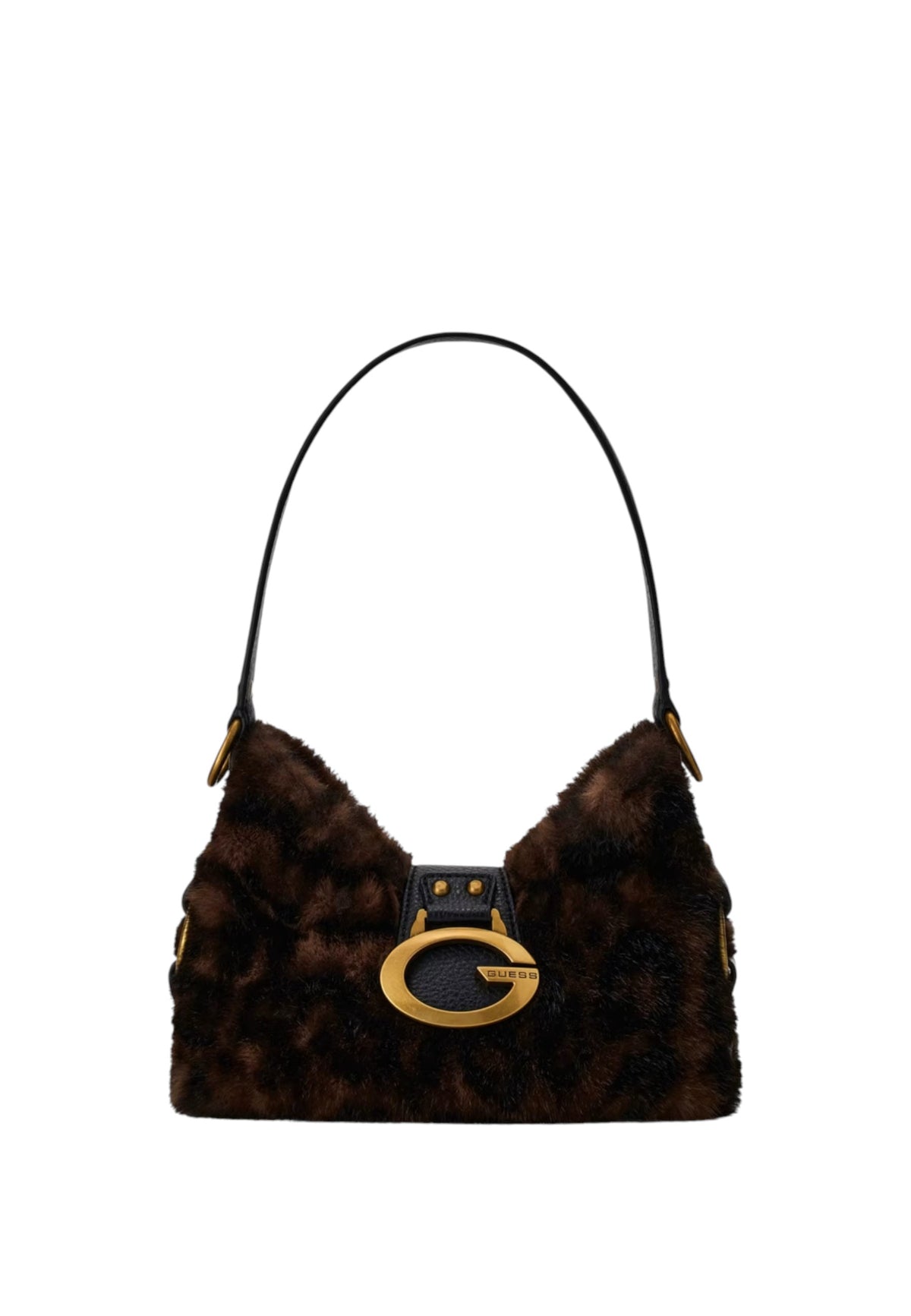 Borsa a spalla Camden Mini in pelliccia sintetica Donna Guess Leopard