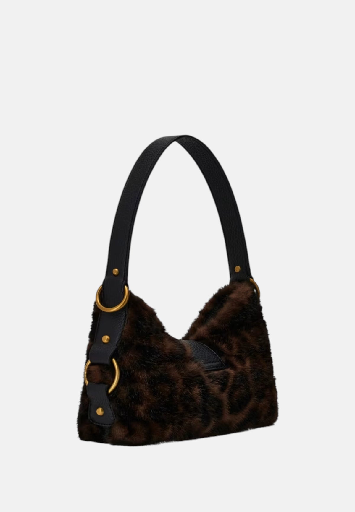 Borsa a spalla Camden Mini in pelliccia sintetica Donna Guess Leopard