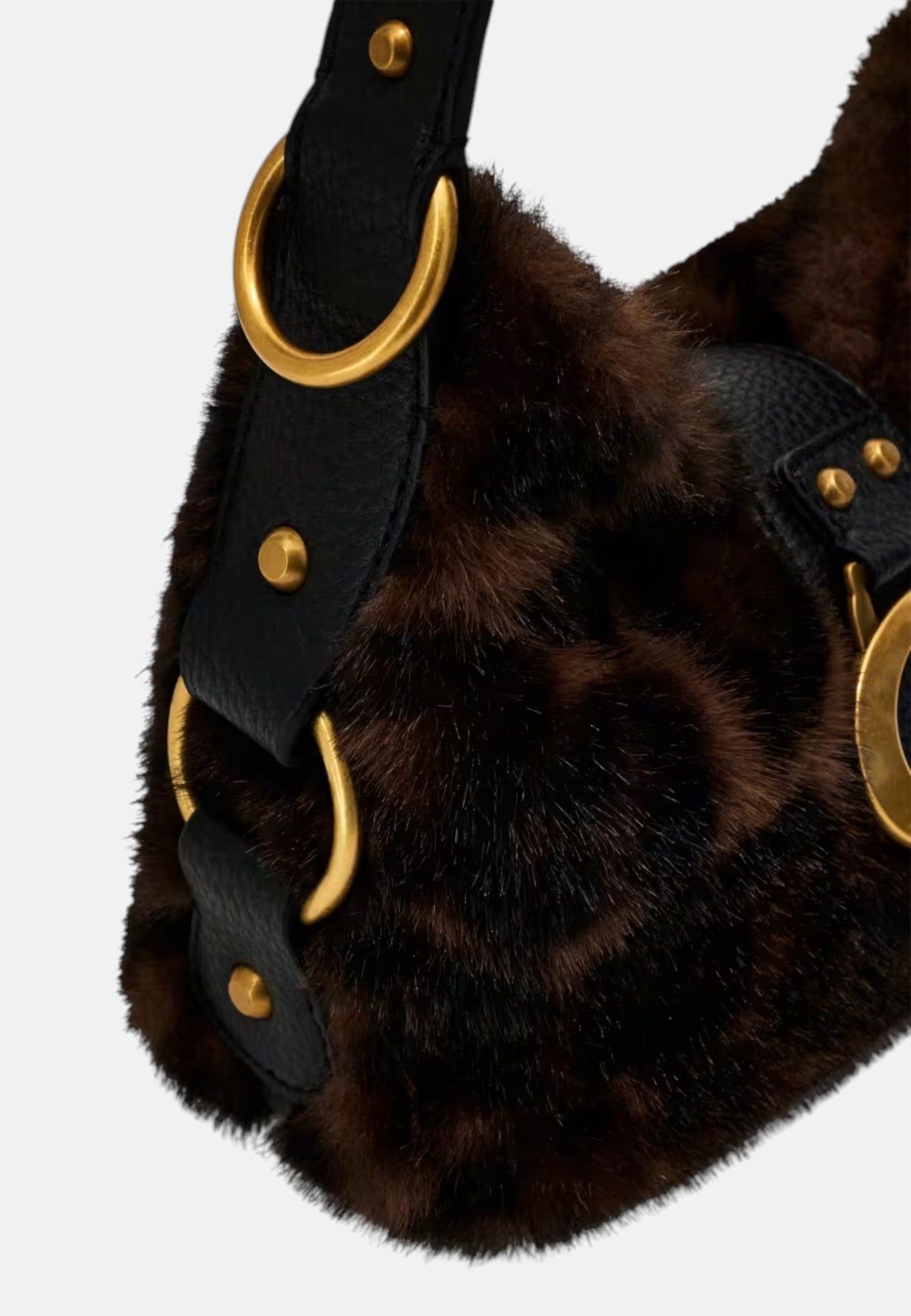 Borsa a spalla Camden Mini in pelliccia sintetica Donna Guess Leopard