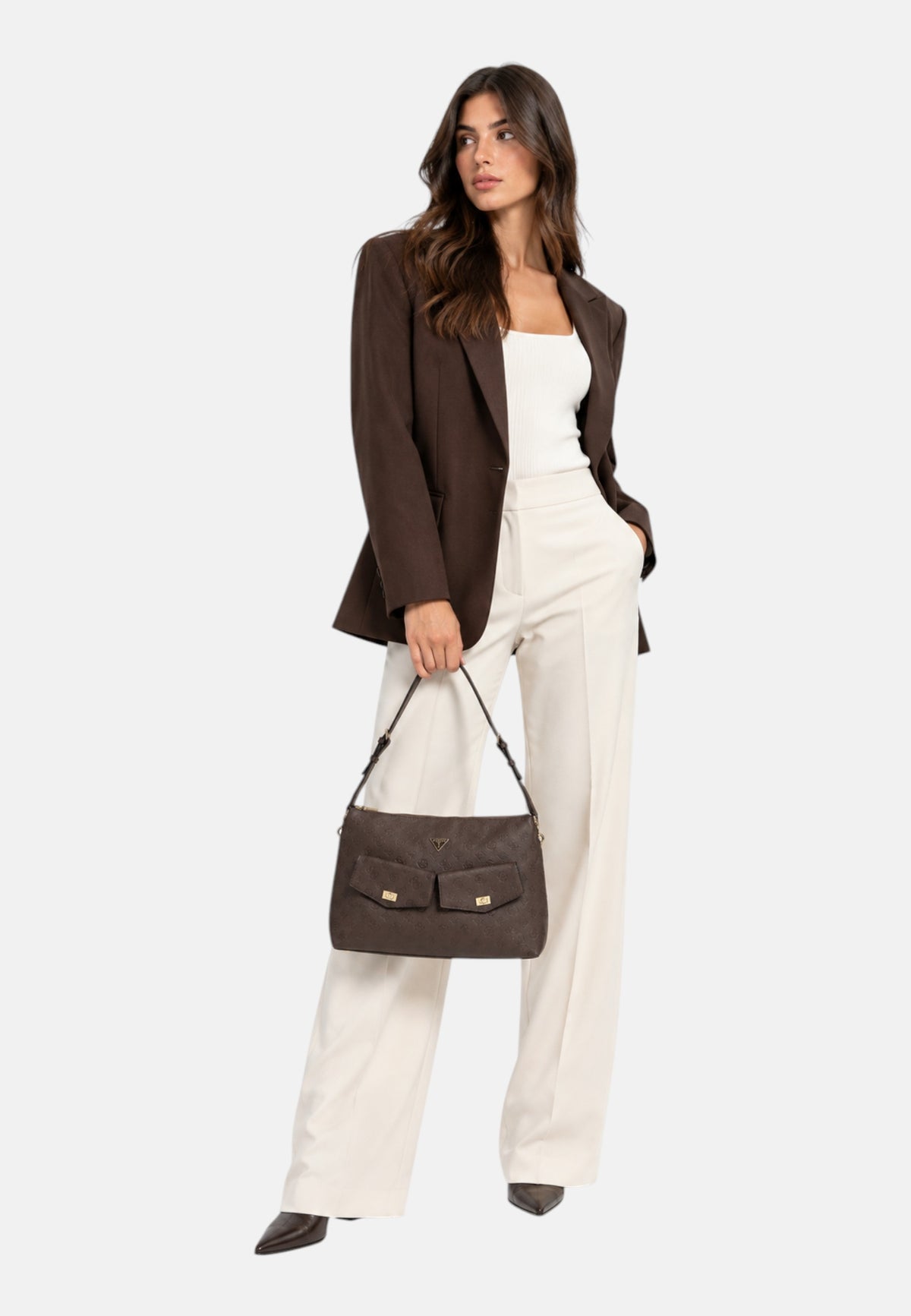 Borsa a Tracolla con logo Guess Brown Logo