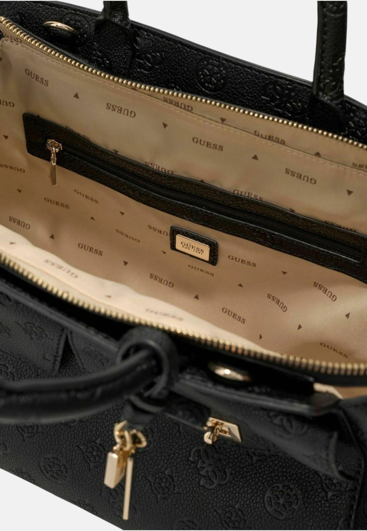 Borsa a Mano Da Donna Guess Black Logo