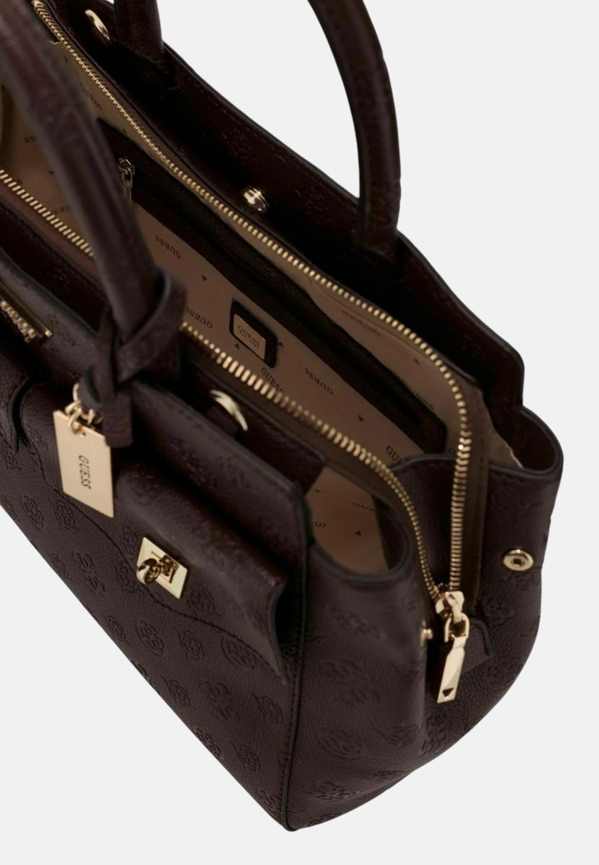 Borsa a Mano Da Donna Guess Brown Logo
