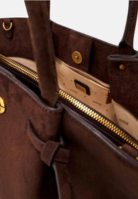 Borsa a mano Allegra in suede Guess Espresso