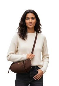 Borsa a spalla Allegra in camoscio Espresso