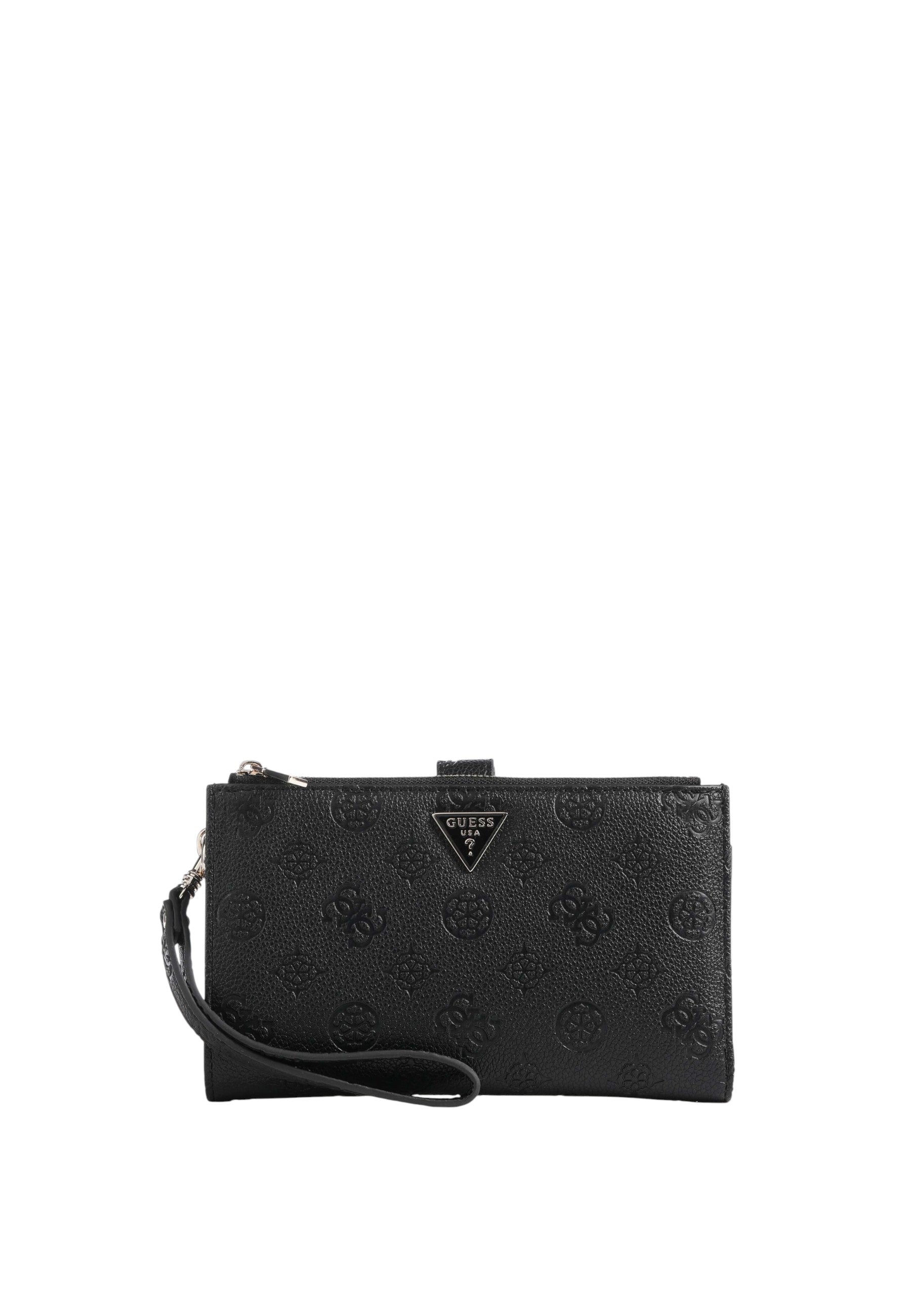 Guess Portafoglio Zip Around Monogram da Donna Black Logo