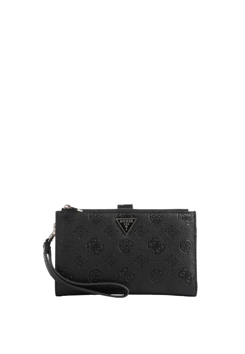 Guess Portafoglio Zip Around Monogram da Donna Black Logo