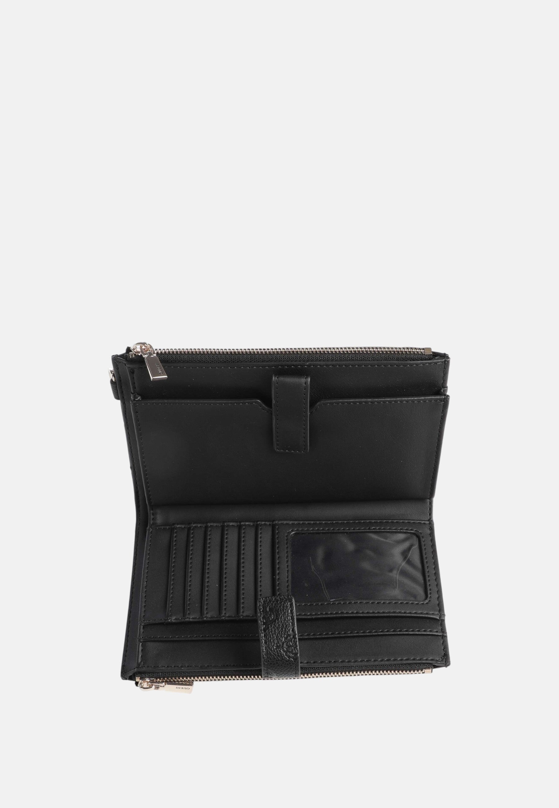 Guess Portafoglio Zip Around Monogram da Donna Black Logo