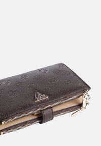Guess Portafoglio Zip Around Monogram da Donna Brown Logo