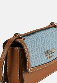 Borsa a tracolla piccola in denim jacquard Blu