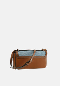 Borsa a tracolla piccola in denim jacquard Blu