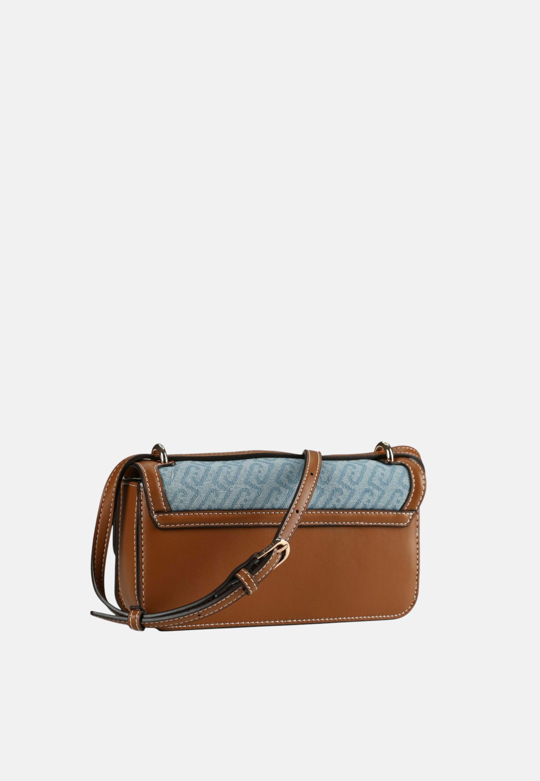 Borsa a tracolla piccola in denim jacquard Blu