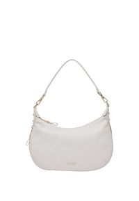 Borsa hobo media con logo monogram Cream