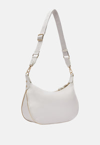 Borsa hobo media con logo monogram Cream