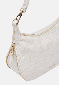 Borsa hobo media con logo monogram Cream