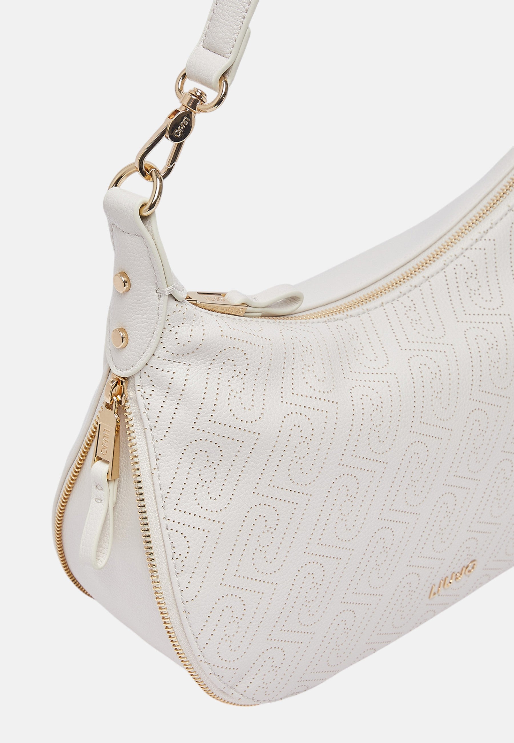 Borsa hobo media con logo monogram Cream