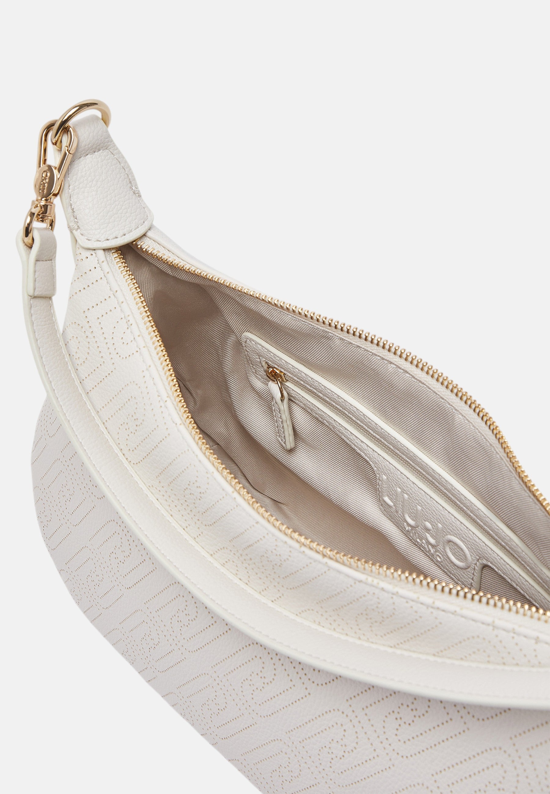 Borsa hobo media con logo monogram Cream