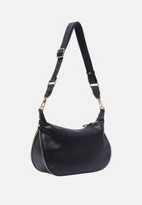 Borsa hobo media con logo monogram Black