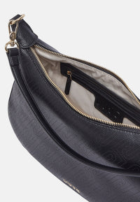 Borsa hobo media con logo monogram Black