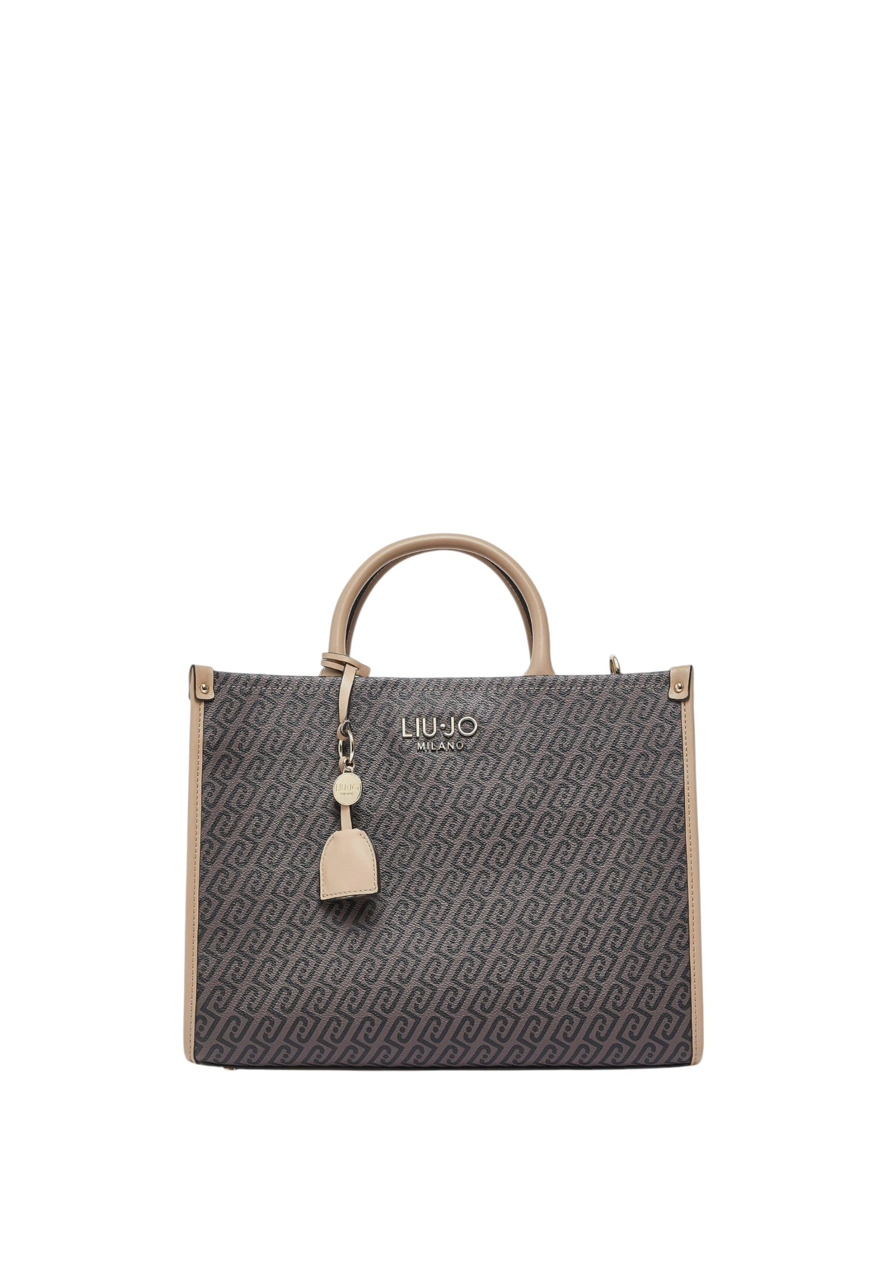 Liu Jo borsa tote grande da donna con stampa con logo monogram all over testa di moro Testa Di Moro