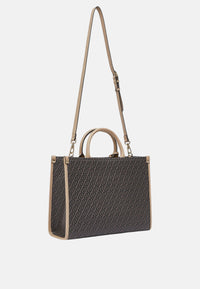 Liu Jo borsa tote grande da donna con stampa con logo monogram all over testa di moro Testa Di Moro
