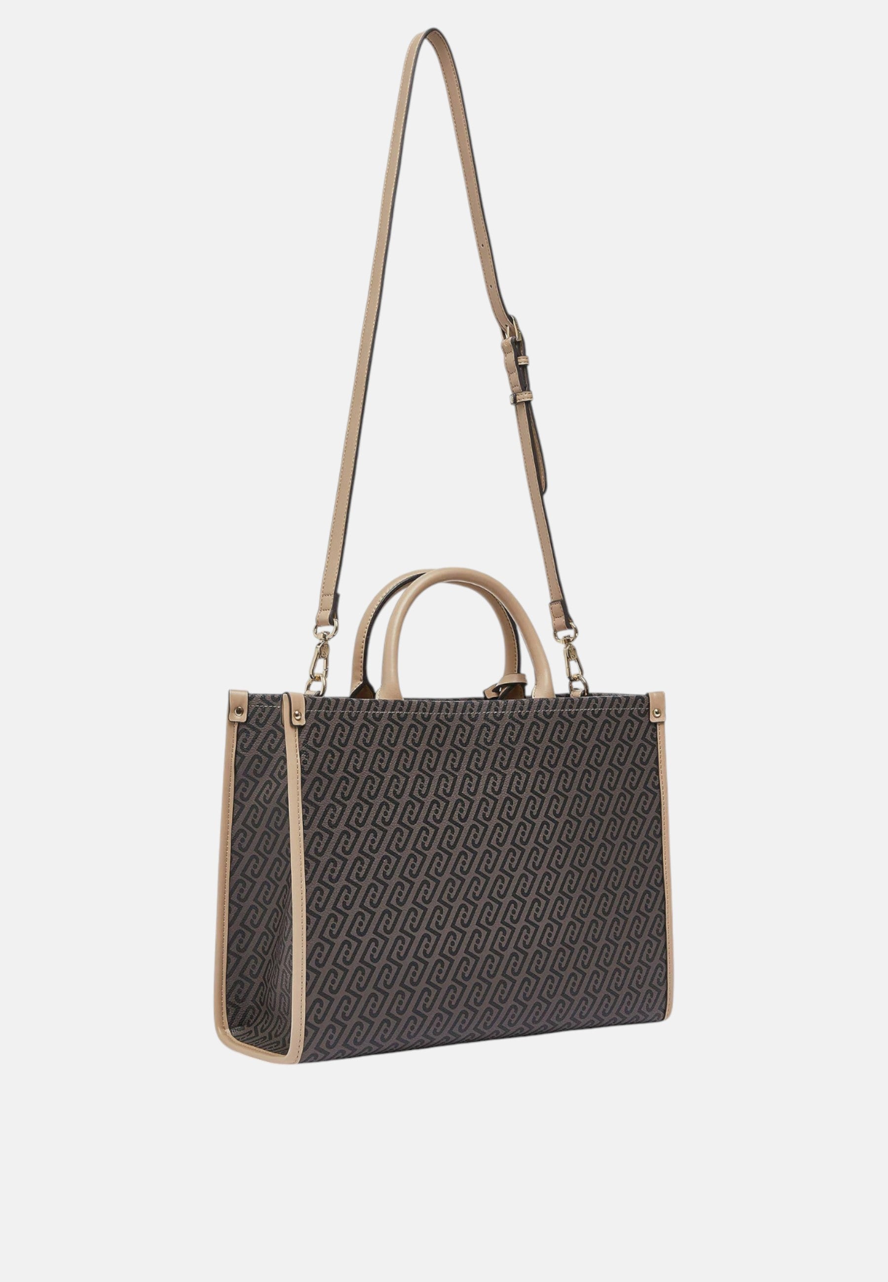 Liu Jo borsa tote grande da donna con stampa con logo monogram all over testa di moro Testa Di Moro