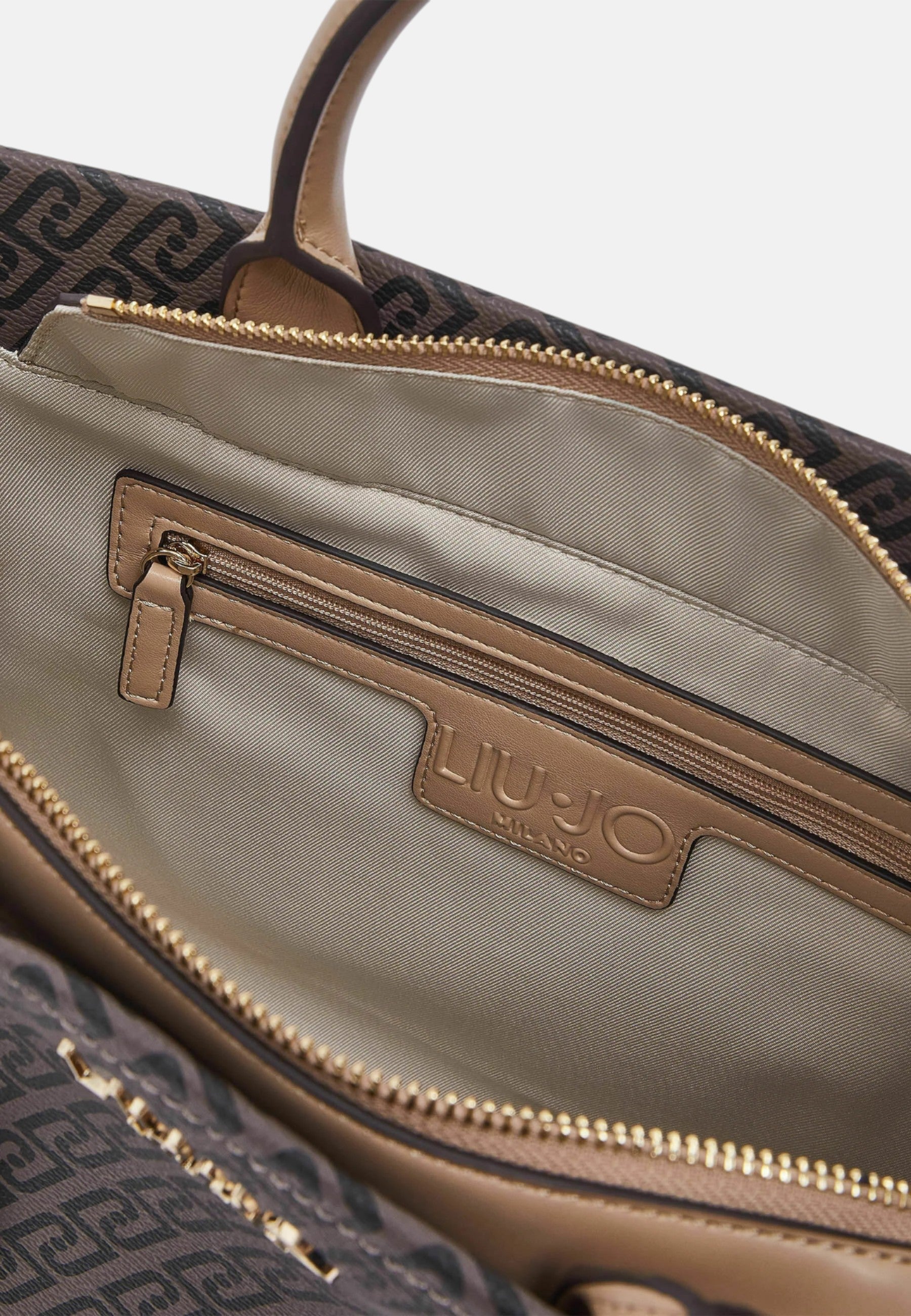 Liu Jo borsa tote grande da donna con stampa con logo monogram all over testa di moro Testa Di Moro