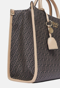 Liu Jo borsa tote grande da donna con stampa con logo monogram all over testa di moro Testa Di Moro