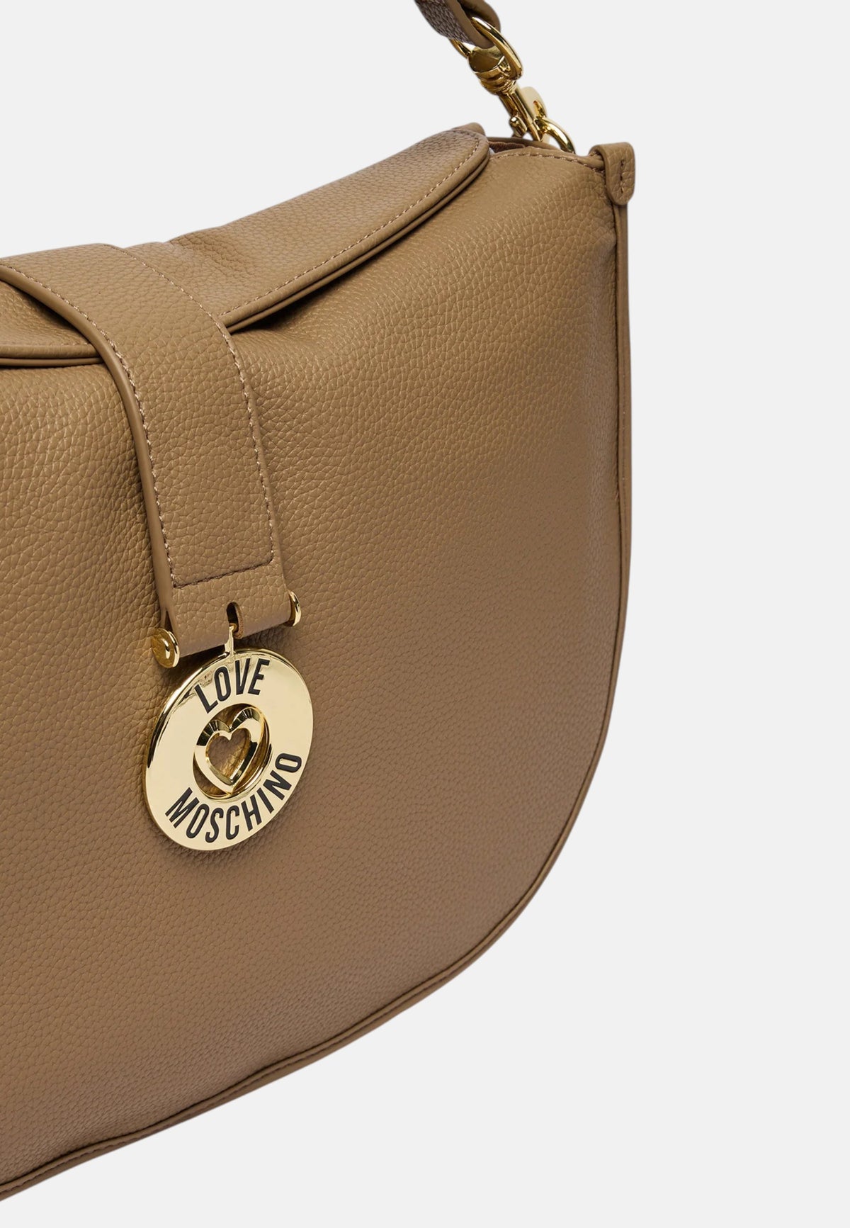 Borsa a Spalla Da Donna in ecopelle con charm decorativo. Sabbia