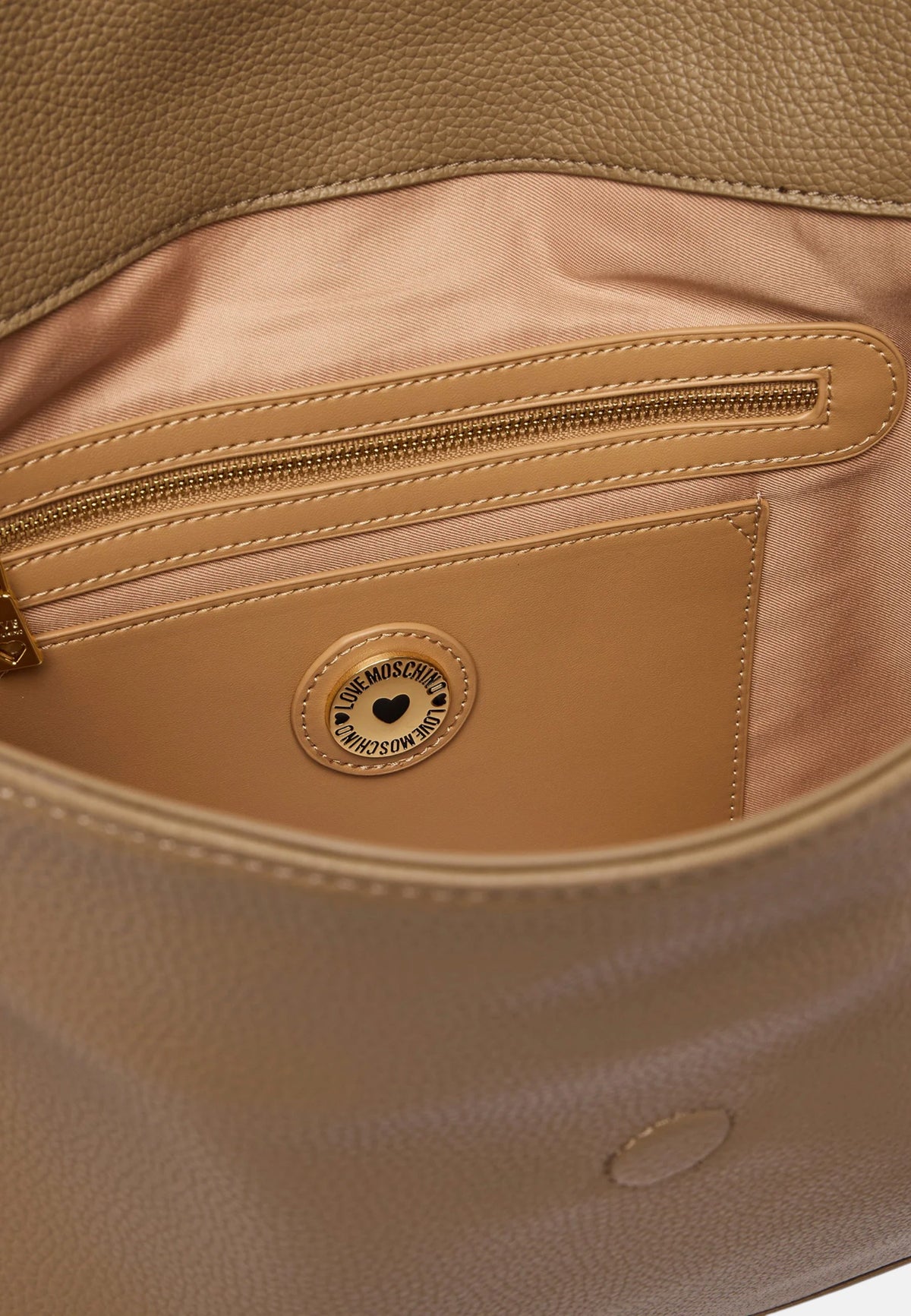 Borsa a Spalla Da Donna in ecopelle con charm decorativo. Sabbia