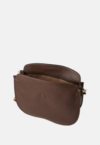 Borsa a Spalla Da Donna in ecopelle con charm decorativo. Cioccolato